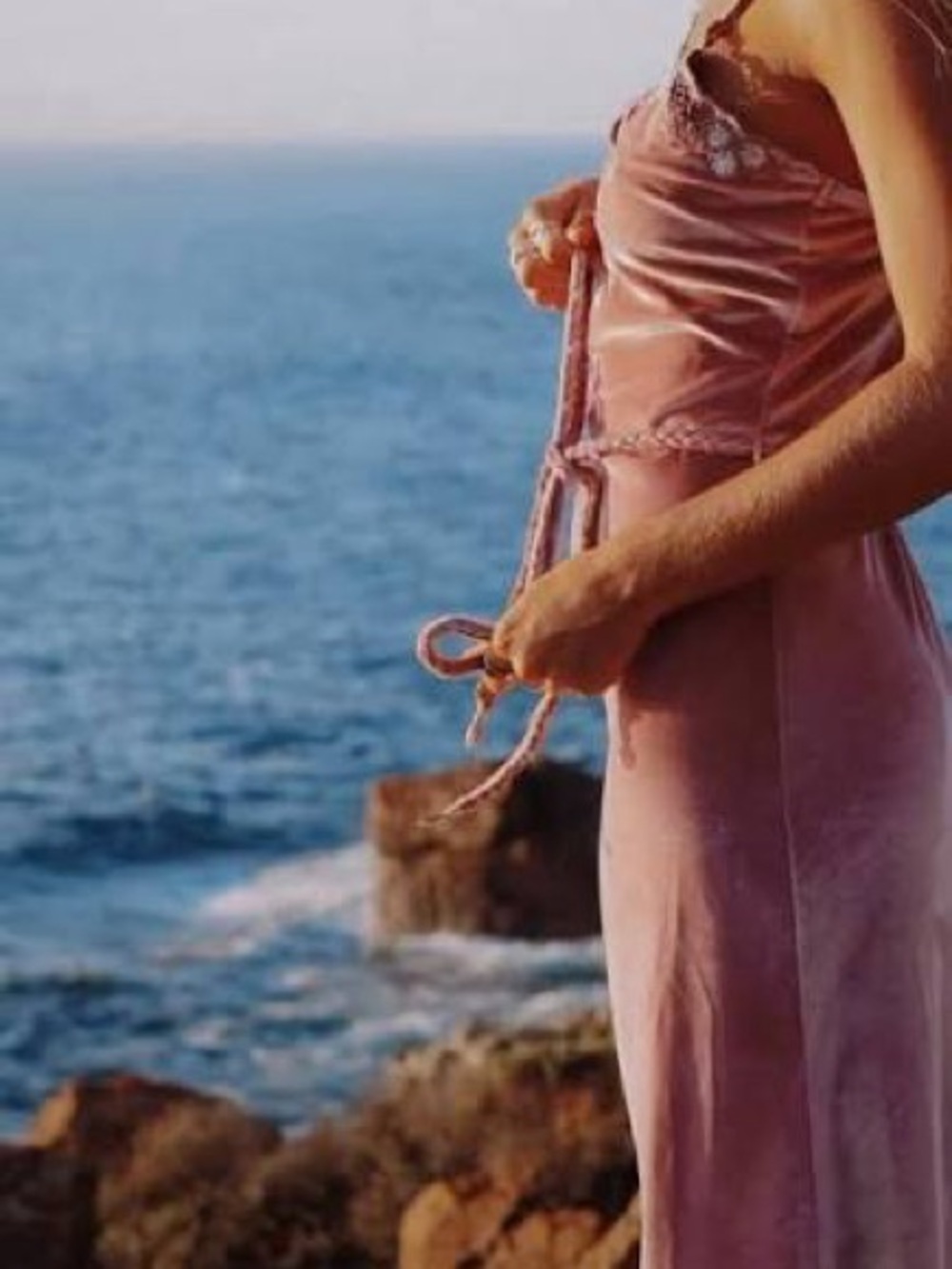 Women's Pink Silk Velvet Dress with Pink and Silver Embroidered Top - Picture 5 of 10